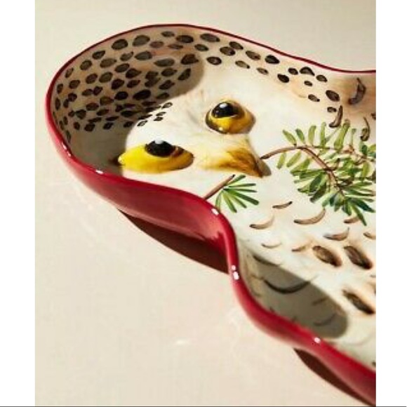 NATHALIE LETE Snowy OWL Serving Platter - ANTHROPOLOGIE - NEW with tags - Picture 2 of 9